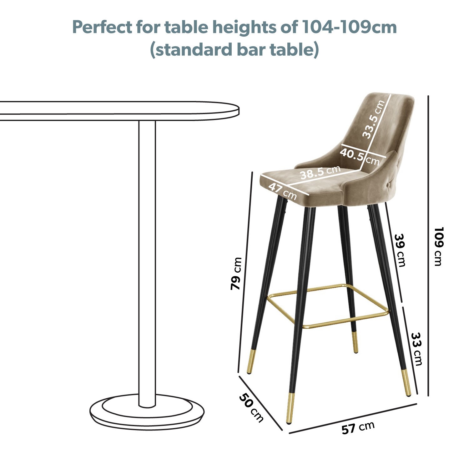 Read more about Beige velvet bar stool with back 79cm maddy
